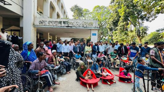 মৌলভীবাজারে আন্তর্জাতিক ও জাতীয় প্রতিবন্ধী দিবসে হুইল চেয়ার, টয়লেট চেয়ার, কর্ণার চেয়ার ও ফৌল্ডিংওয়াকার বিতরণ
