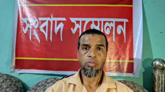 তালাকের চার বছর পর সম্পত্তির লোভে স্বামীর বাড়িতে সাবেক স্ত্রী প্রতিবাদে সাবেক স্বামীর সংবাদ সম্মেলন