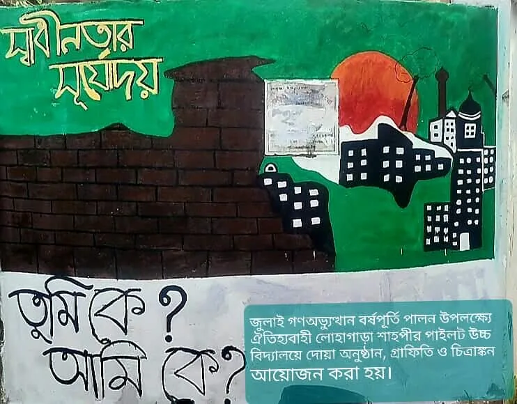 লোহাগাড়ায় জুলাই গণঅভ্যুত্থানের বর্ষপূর্তিতে ‘২৪  এর রঙে গ্রাফিতি ও চিত্রাঙ্কন প্রতিযোগিতা অনুষ্ঠিত
