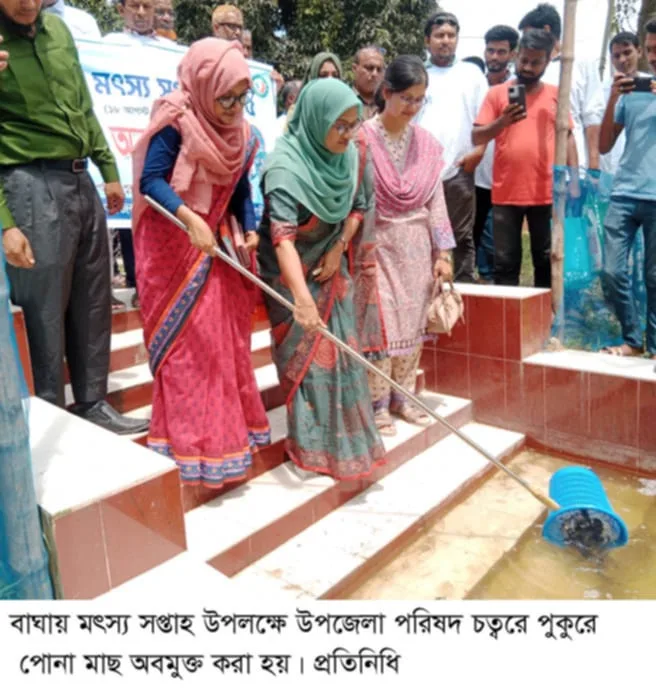 বাঘায় জাতীয় মৎস্য সপ্তাহ’২০২৫ এর উদ্বোধন; হাঁস-মুরগির বিষ্টা- গরুর গোবর ব্যবহার না করার আহ্বান 