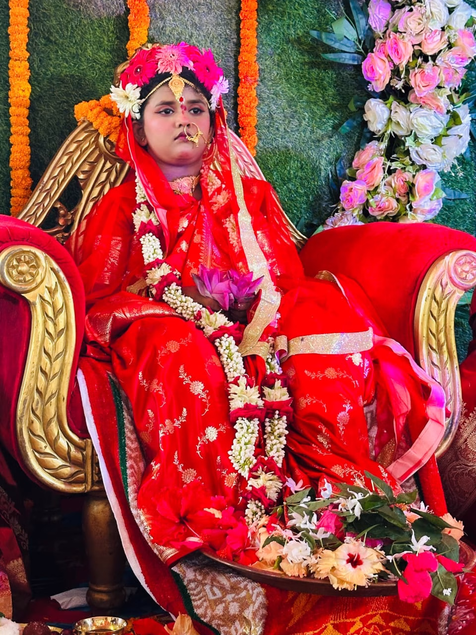 Kumari Puja celebrated in  Sree Sree Sachi Angan Dham in Joypur Bahubal, Habiganj with festivity