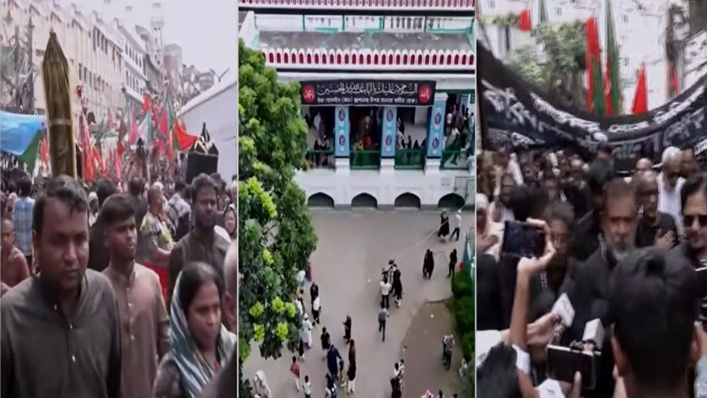 পবিত্র আশুরা উপলক্ষে হোসেনি দালান থেকে বের হয়েছে তাজিয়া মিছিল