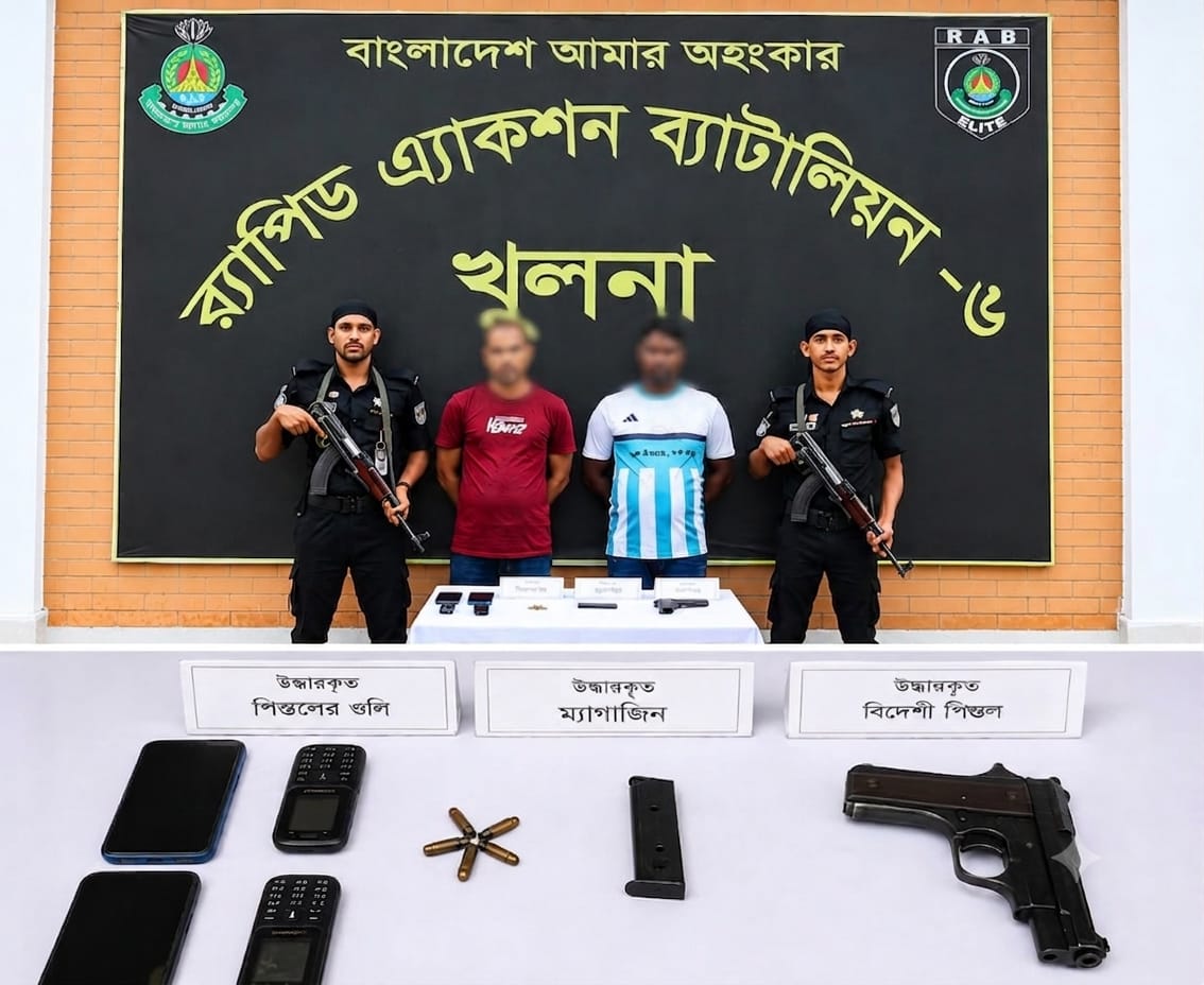 Two terrorists arrested with foreign weapons in Khulna