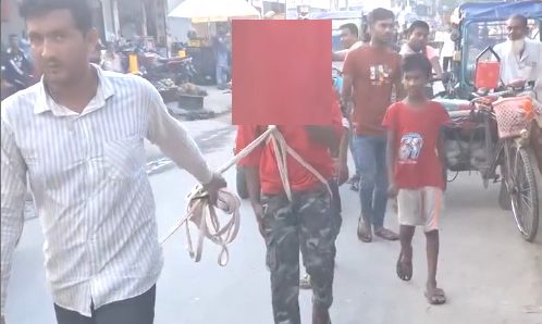 চুরির অভিযোগে দড়িতে বেঁধে ঘোরানোর ভিডিও ভাইরাল