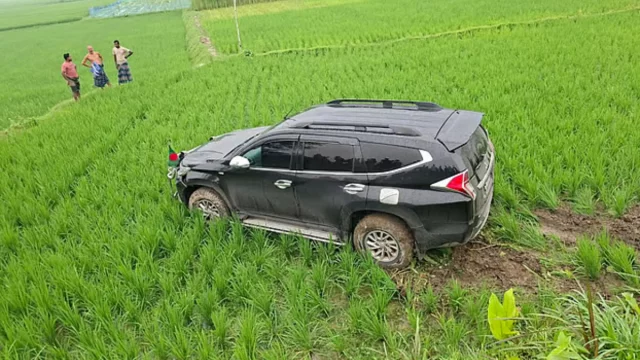 বধির বৃদ্ধাকে বাঁচাতে গিয়ে গাড়ি ধানখেতে, স্ত্রীসহ প্রতিমন্ত্রী আহত