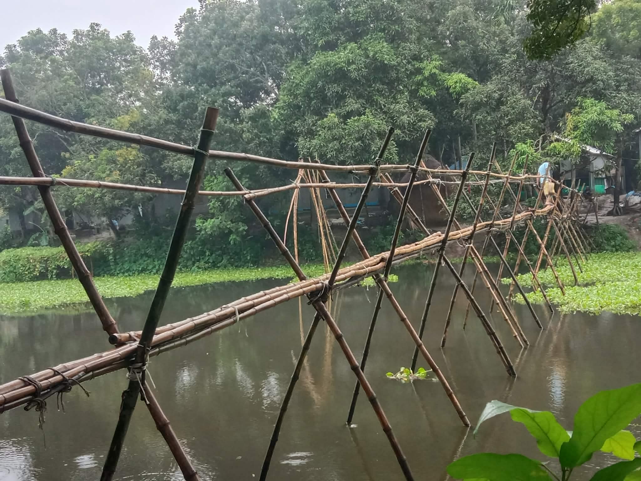 নাগরপুরে নদী পারাপারে বাঁশের সাঁকোই ভরসা 