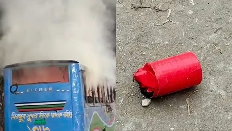 রাজধানীতে একদিনে সাত এলাকায় ককটেল বিস্ফোরণ, বাসে আগুন