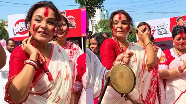 দশমীতে ঢাকেশ্বরী মন্দিরে সিঁদুর খেলায় মাতলেন শাওন